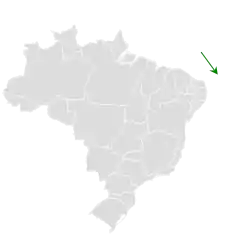 Distribución geográfica del fiofío de Noronha.