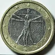 Moneda de un euro de Italia.