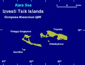 Mapa del archipiélago  (mapa anotado en ruso)