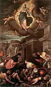 San Roque entre las víctimas de la peste y la Virgen en gloria, Jacopo da Ponte, ca. 1575.