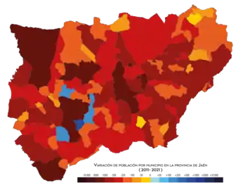 Variación de la población por municipio entre 2011 y 2021