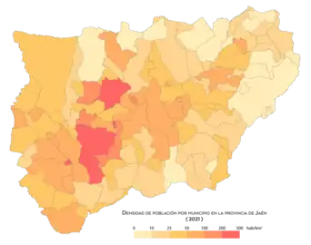 Densidad de población por municipios