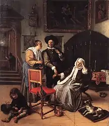 Visita del doctor (Polsvoelende dokter bij zieke vrouw). Jan Havicksz Steen, 1658-1662.