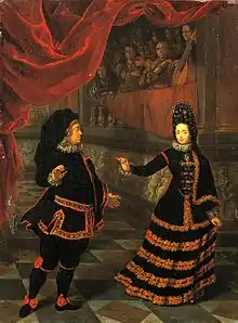 Los electores del Palatinado bailando en traje español, por Jan Frans van Douven, 1695.