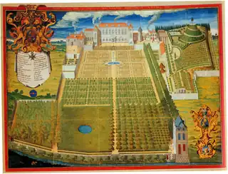 Real Jardín de las Plantas Medicinales (fundado en 1635) (acuarela de Frédéric Scalberge, 1636)