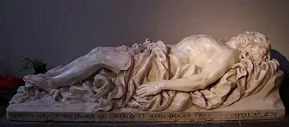 Cristo yacente(1696), marmol blanco, Catedral de San Pablo en Lieja.