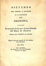 Impreso encargado por las Cortes del Reino de Navarra (1817)