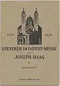 Hoja informativa de la participación de Joseph Haas en la Misa en la catedral de Espira en 1930