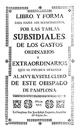 Reparto de las tablas subsidiales del clero diocesano (1717)