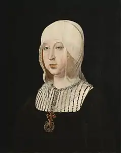 Retrato de Isabel la Católica, de Juan de Flandes (ca. 1500-1504). Entre los retratistas de su época estuvo el hanseático Michael Sittow, de formación flamenca.