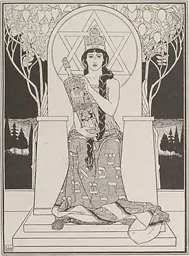 La reina del Shabat, símbolo de Israel y la fe hebraica, ilustración para Judá, libro de poesías sobre temas bíblicos por Börries von Münchhausen, Berlín, 1900-1.