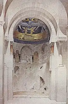 Dibujo de 1873 de Juste Lisch con un levantamiento  del ábside