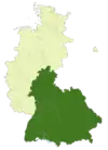 Map of Germany:Position of the Oberliga Süd highlighted