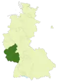 Map of Germany:Position of 2nd Oberliga Südwest highlighted