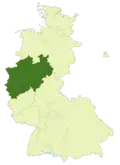 Map of Germany: Position of the Oberliga West highlighted