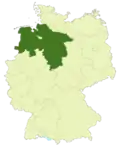 Map of Germany:Position of Lower Saxony highlighted