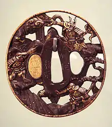 Elaborado de un Tsuba (protector de la mano) del período edo.