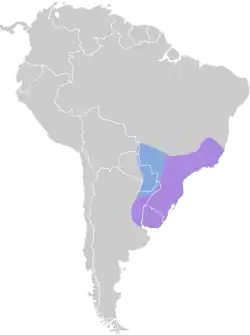 Distribución geográfica de la viudita picoceleste.