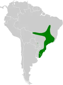 Distribución geográfica de la viudita copetona.