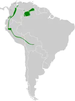 Distribución geográfica de la viudita colirrufa.