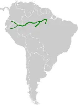 Distribución geográfica de la viudita ribereña del Amazonas.