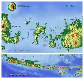 Mapa topográfico de la zona del parque nacional de Komodo