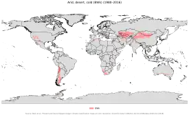 Localización de los climas áridos fríos y templados.