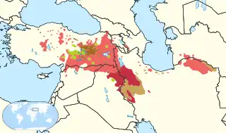 Distribution des différents dialectes du kurde