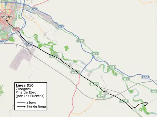 Recorrido de la línea 310 del CTAZ.