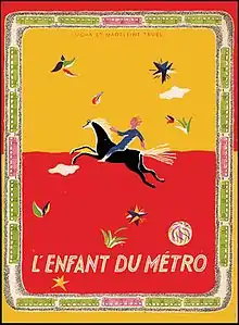 Portada de un libro con una ilustración de un niño montado en un caballo negro con la melena y la cola blanca sobre el suelo de color rojo contra un cielo anaranjado. Hay un marco verde y rosa decorativo, rodeado por un marco de fondo de color naranja y rojo que complementa la imagen principal.