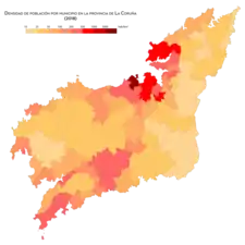 Densidad de población por municipio (2018)