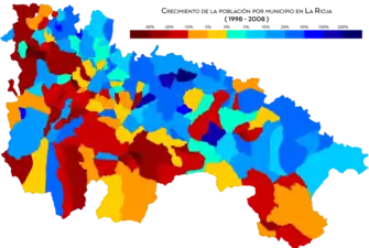 Crecimiento de población por municipio entre 1998 y 2008