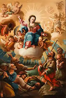 La venida de la Virgen del Pilar a Zaragoza, José Luzán, ca. 1765