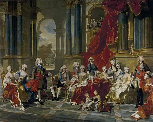 La familia de Felipe V, obra de Louis-Michel van Loo, 1743.