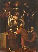 La misa de San Gregorio, óleo sobre lienzo, obra de Jerónimo Jacinto Espinosa (1600-1667), se conserva en el museo del Prado