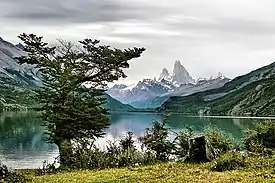 El cercano Lago del Desierto y el monumental cerro Fitz Roy.