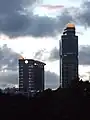 Las torres de Langham Place por la noche, vistas desde King's Park