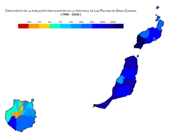 Crecimiento de la población por municipio entre 1998 y 2008