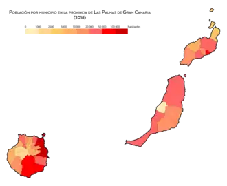 Población por municipio en la provincia de Las Palmas