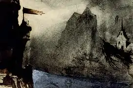 Le Rocher de l'Ermitage en un paisaje imaginario