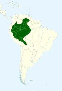 Distribución geográfica del saltarín coroniazul.