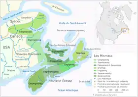 Carte des territoires Micmacs.