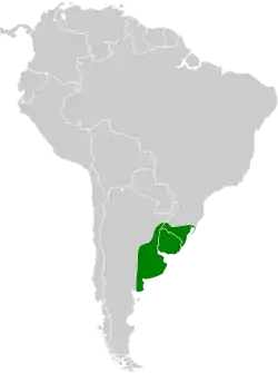 Distribución geográfica del curutié ocráceo.