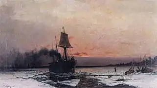 Barco de vapor en el hielo (1875)