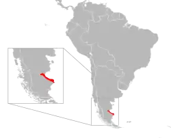 Distribución de Liolaemus kingii