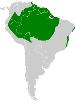 Distribución geográfica del guardabosques gritón.