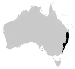 Distribución de Litoria dentata.