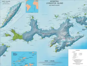 Mapa de la isla Livingstone.