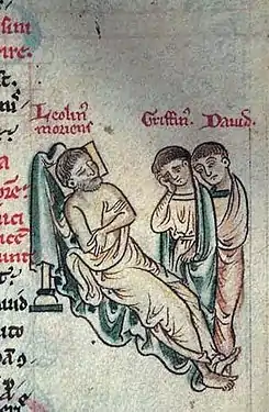 Llywelyn el Grande con sus hijos Gruffydd y Dafydd, c. 1259