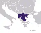 Límites aproximados de la provincia de Macedonia, durante la dominación romana